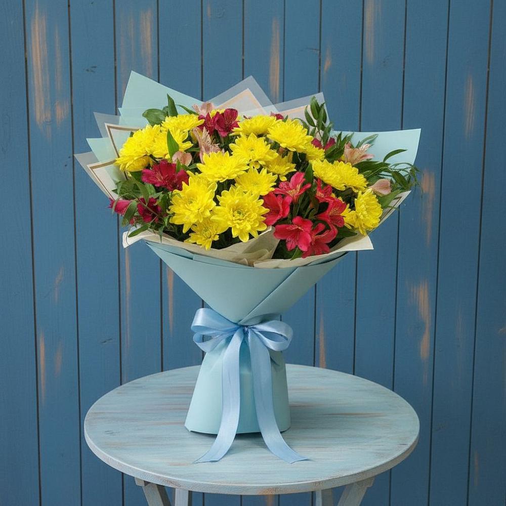 Букет цветов из: Альстромерии и Хризантемы в Погаре