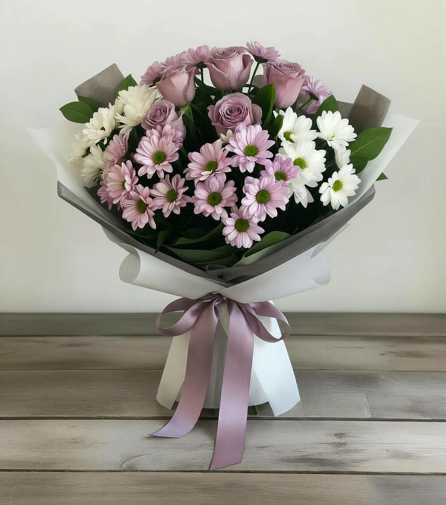 Букет цветов из: Хризантемы и Розы в Погаре