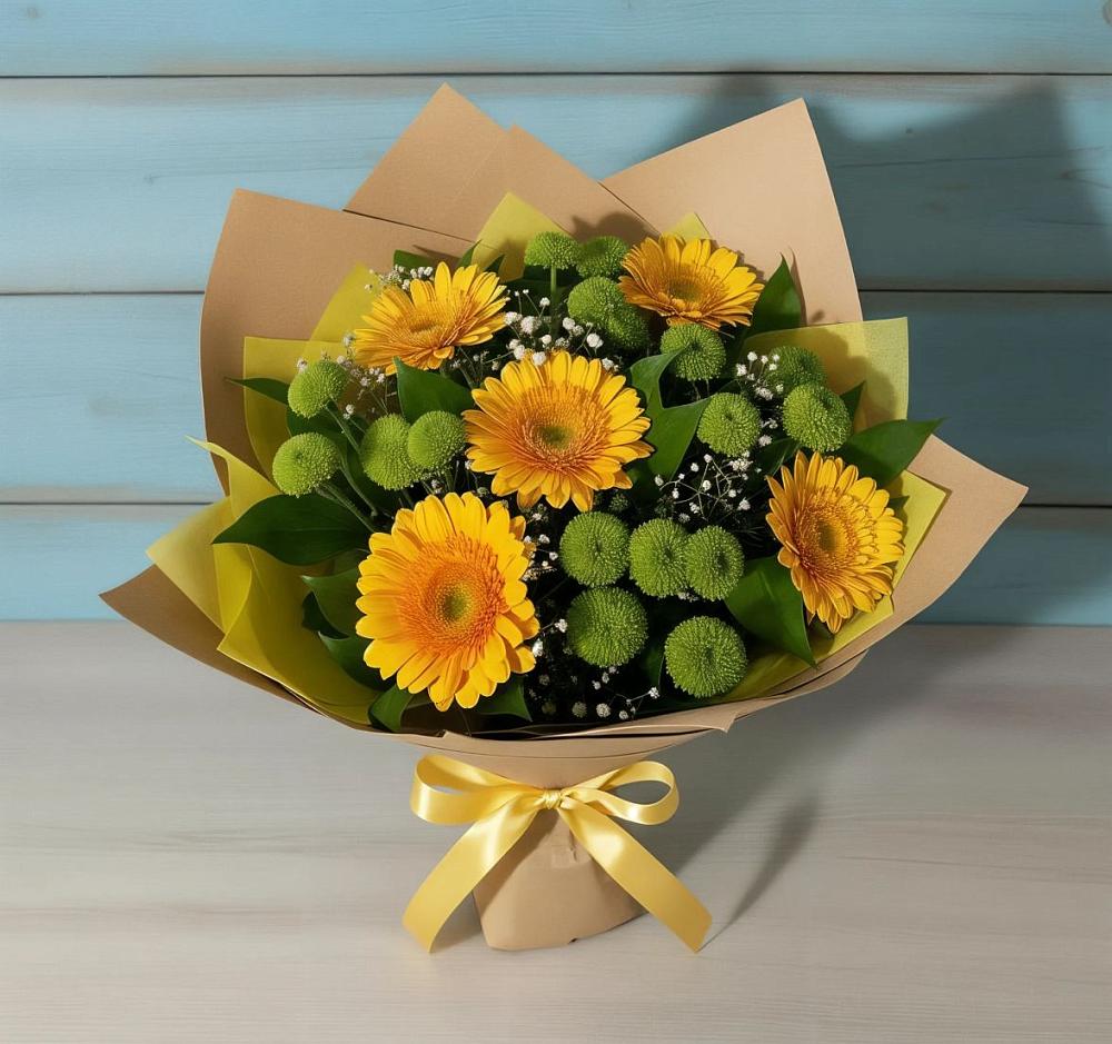 Букет цветов из: Герберы и Хризантемы в Погаре