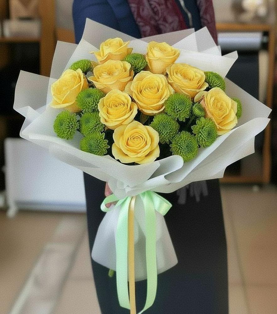 Букет цветов из: Хризантемы и Розы в Погаре