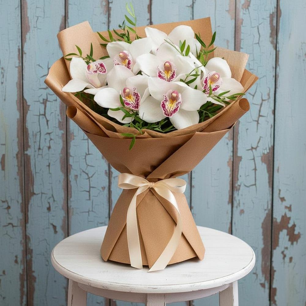 Букет цветов из: Орхидеи и Розы в Погаре