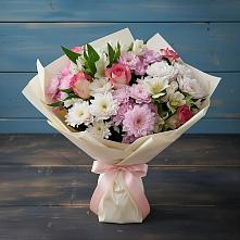 Букет цветов из:  Хризантемы, Альстромерии и Розы #REPLACE_PRED# Погаре