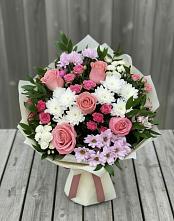 Букет цветов из:  Альстромерии, Гвоздики, Розы и Хризантемы в Погаре