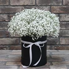Цветочная композиция из Гипсофила в шляпной коробке в Погаре